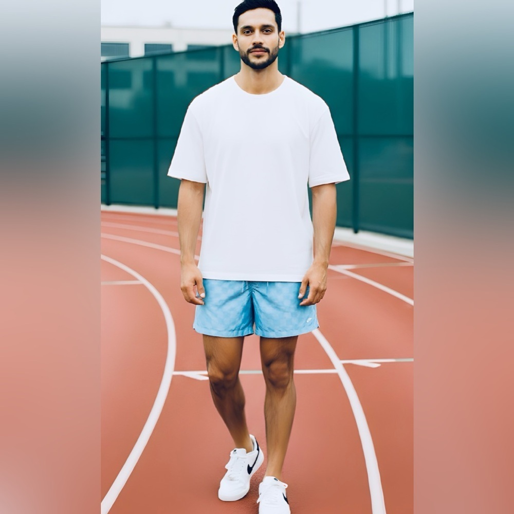 NWT Nike SZ various men’s blue above the knee length shorts. Inseam 5.5”